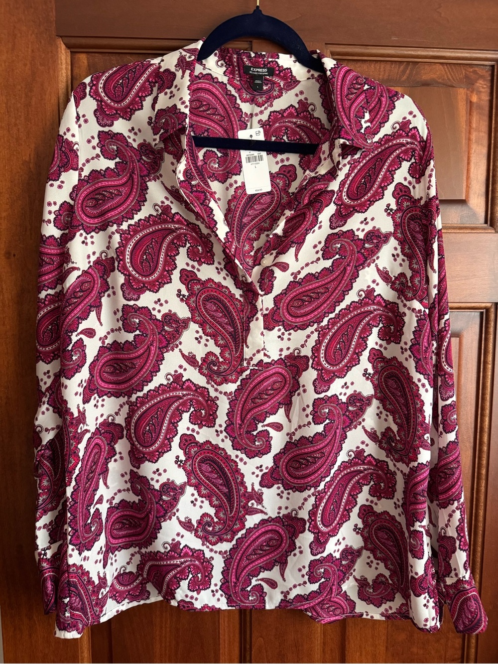 Express Cream Blouse with Pink Paisley Print